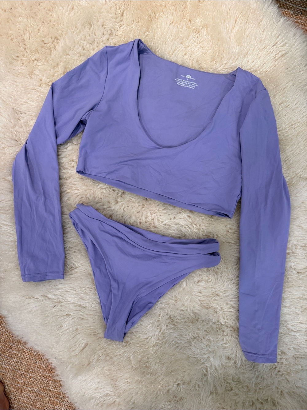 Lilac Long Sleeve Crop Bikini Set surf suit